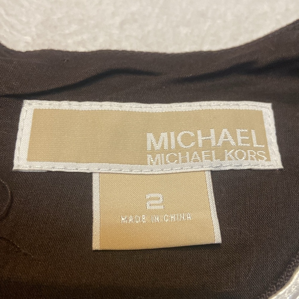 MICHAEL MICHAEL KORS NWT Size 2 Sleeveless Brown Linen Dress - Picture 12 of 13